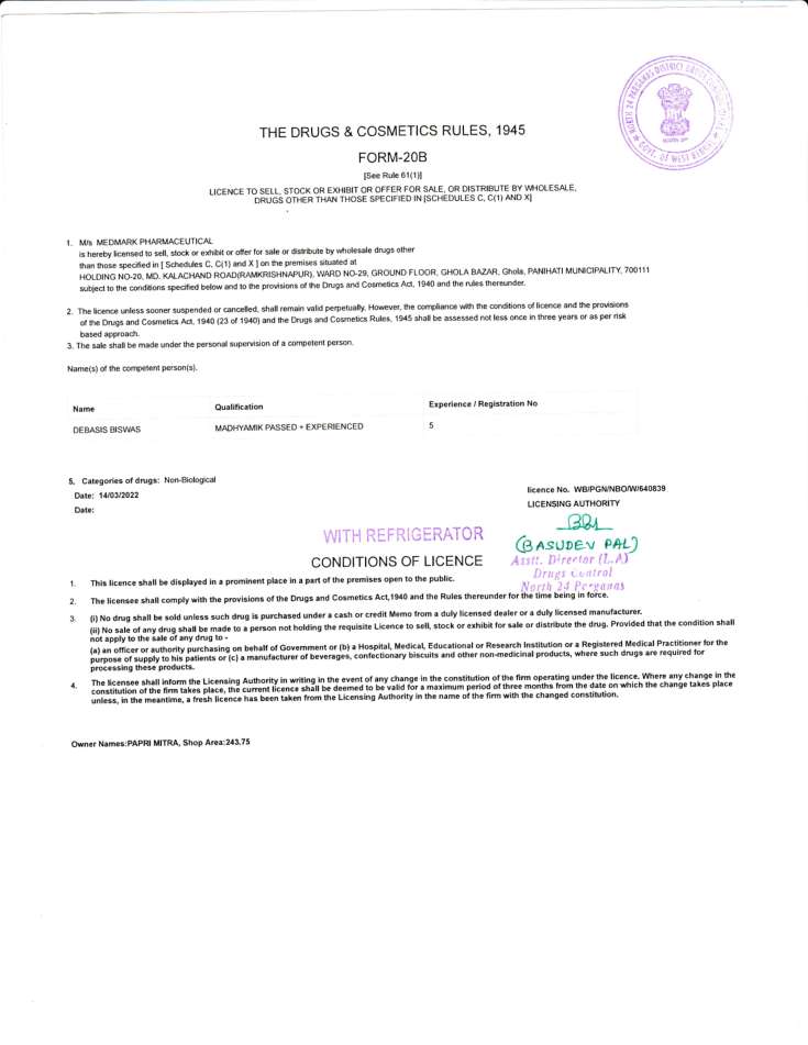 Drug License (Additional)
